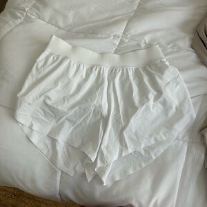 White lulu dupe running shorts